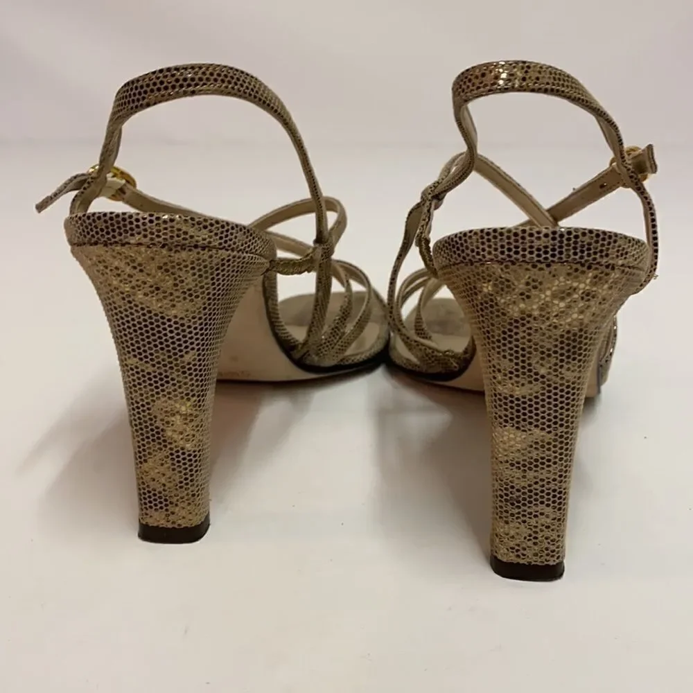 Sesto Meucci Size 8‎ Gold Metallic leather Heels size 9.5N A10